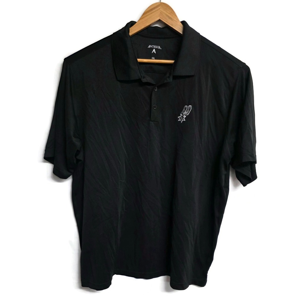 Antigua San Antonio Spurs Mens XXL Black Short Sleeve Performance Polo Shirt